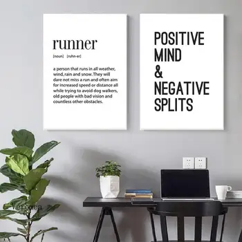 Negru și Alb Poster de Funcționare Citat Motivațional Panza Pictura Arta de Perete Modular Imagini pentru Modern Decor Acasă Maraton Cadouri