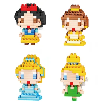 Aleatoare 1 buc Disney Princess Jucărie bloc figurina Alba ca Zapada, Belle Cenusareasa cărămizi de Învățământ jucarie cadou pentru copii