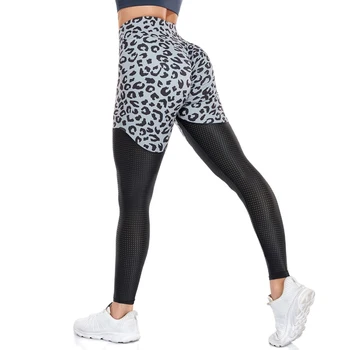 Jambiere Leopard Fitness Femei De Talie Mare Pantaloni De Yoga Comprimare Burta Sport Burtica Control Ruched 2022 Sală De Gimnastică Antrenament Pantaloni