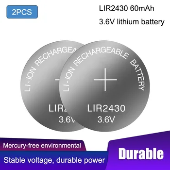 2 BUC 3.6 V 60mAh LIR2430 LIR 2430 baterie Reîncărcabilă Li-ion cu Celule Monedă Butonul Bateriei Pentru a Înlocui CR2430 PD2430