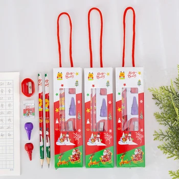 6Pcs/set Crăciun Series Copilul de Papetărie Elevii Creion, Radieră, Ascuțitoare de Recompense Școlare Consumabile Portabil Set de Papetărie
