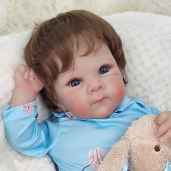 18 Inch Renăscut Baby Dolls Ochi Albaștri Lucrate Manual, Realist Albastru Moale Cârpă Corpul Păpuși Pentru Copii De Înaltă Calitate Copii Renăscut Cadou De Crăciun
