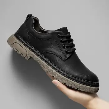 Barbati Primavara Toamna Pantofi Casual din Piele Moale de Jos Anti-Derapare Respirabil la Modă Britanic Stilul Business Casual din Piele Pantofi