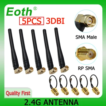 EOTH 5pcs 2.4 g antena 3dbi sma male wlan wifi 2.4 ghz antene retelistica IPX ipex1 SMA female coadă Extensia 21cm Cablu multe module antena