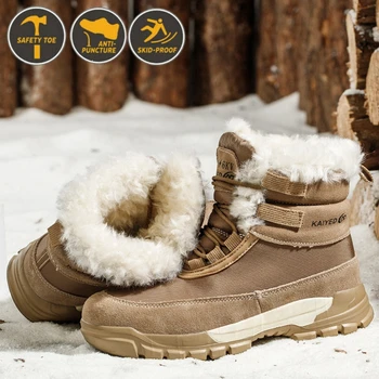Noi De Iarna Îngroșat Lână Lucru De Siguranță Pantofi Pentru Bărbați Bombeu Metalic Cizme De Lucru Non-Alunecare De Securitate Pantofi Izolate De Sex Masculin Cizme De Zăpadă