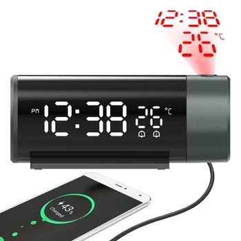 Funcția de ceas Temperatura Noptiera 180°rotație Electronice de Alarmă, Ceasuri de Perete Cu Amânare Masă Dormitor Proiecție Digitală