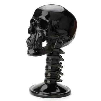 DXUIALOI Creative Art Decor Craniu cu Ochelari Sta Negru Cap de Craniu Rasina de Artizanat Desktop Ornamente Decor Acasă accesorii