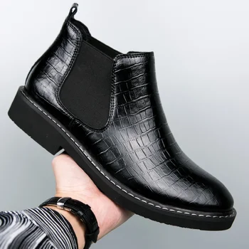 Oamenii 2024 Lift Pantofi de Rapel Înălțime de Boot Sporind Om de Afaceri Platformă de Boot Creșterea Înălțime 5CM Chelsea Cizme din Piele