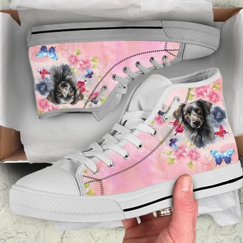 INSTANTARTS spaniolă Câine Roz Model de Dantela-up Mare Sus Pantofi de Panza pentru Barbati Femei Adidasi Casual Usoare de Bord Clasic Pantofi