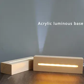 New Romantic 3D Titularul Lampă Lampă de Lemn de Bază Lumina de Noapte Decor Nunta corp de Iluminat pentru Acril Moderne de Încărcare USB Acasă Cadou