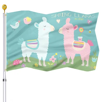 Desene animate Lame Pavilion de Animale Drăguț Ziua Îndrăgostiților Decor Steaguri Florale Pasăre Dublu Cusute Banner pentru Interior și Decor în aer liber