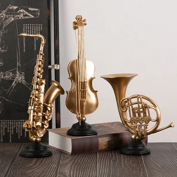 European Stil Lux Lumina Instrument Muzical Ornamente Arta Muzica Rasina De Artizanat Vioara Saxofon Corn Francez Articole Decorative