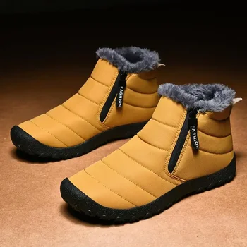Barbati Cizme de Zapada pentru Bărbați Fleece căptușit Îngroșat 2023 Iarna Noi Pantofi de Bumbac Blana Caldă Integrat pentru Bărbați Cizme de Pâine