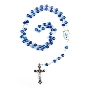 - Catolică de Sticlă Margele Rozariu Colier Pandantiv Moda Religioase Bijuterii Cadouri pentru Femei Unisex Botezul Player