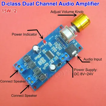 DC 12V-24V Clasa D Amplificator Audio Digital de Bord Dual Channel 15W*2 Power Amp