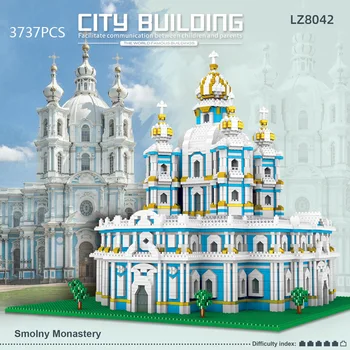 În Jurul Lumii Micro Diamant Bloc Rusia Sankt Petersburg Arhitectura Nanobrick Smolny Mănăstirea Model De Caramida De Colectare De Jucării