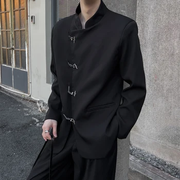 2024 Primăvară Stil Chinezesc Stand Guler Sacouri Bărbați-Coreean Streetwear Vintge De Moda Casual, Vrac Se Potrivi Sacou Blazer Om Haina