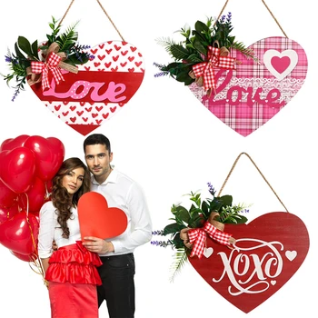 Ziua îndrăgostiților Usi din Lemn Agățat Semn de Dragoste în Formă de Inimă Ușa din Față Cuier Ornament pentru 2024 Valentine ' s Petrecere de Nunta Consumabile