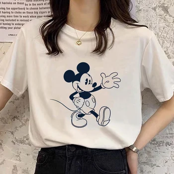 Harajuku Femei T Shirt Tendință Disney Mickey Mouse-ul Grafic de Imprimare 90 Maneci Scurte T-shirt Streetwear Casual Pierde O-gât Y2k Topuri