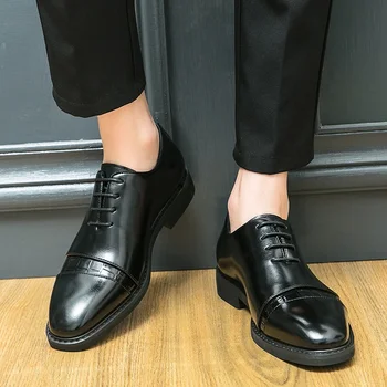 Noul Negru Pantofi Derby pentru Barbati Maro Square Toe Dantela-up de Afaceri Handmade Barbati Pantofi Rochie Dimensiune 38-46 Mens Pantofi