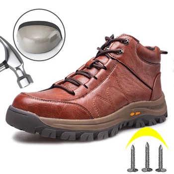 Piele Pantofi De Protecție Indestructibil Steel Toe Cizme De Lucru Anti-Opărire Sudare Anti Puncție Siguranță Pantofi De Protecție Adidași