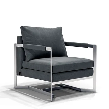 Personalizat privat Postmodern simplu cadru metalic canapea single scăzut scaun șezlong set catifea tesatura canapea