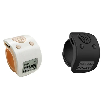 2X Mini LCD Digital Electronic Deget Inelul de Mâna Tally Counter 6 Cifre Reîncărcabilă Contoare Clicker-Alb & Negru