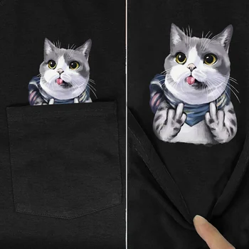 CLOOCL Degetul Mijlociu Pisici Amuzante Imprimat Bumbac T-Shirt pentru Femei de Moda T-shirt cu Maneci Scurte Topuri Casual din Bumbac Tricouri Îmbrăcăminte