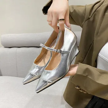 Mary Jane Singur Pantofi Femei Toamna Potrivire Fusta Stil Japonez Sharp Punct de mică adâncime Gura O Linie Panglică Lefu Pantofi Femei