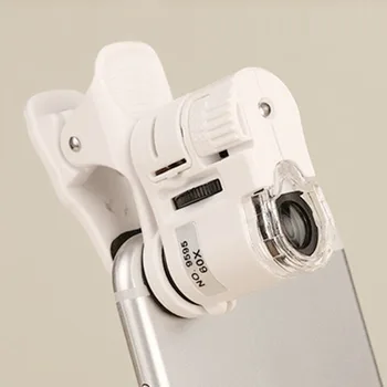 5PCS/LOT 9595W 60X Lupa LED Lumina UV Mini Telefon Mobil Clip Microscop cu Lumină LED Mini Telefon Mobil Lupa