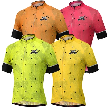NOI Vara Galben Bărbați Ciclism Jersey Frunze Verzi Biciclete Uzura Sport Tricou Roz cu Maneci Echitatie-Haine