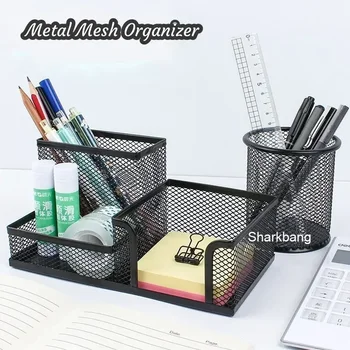 De Stocare Mare Clipuri Titularul De Metal Organizator Pen Capacitate Sharkbang Cutie Container De Papetărie Desktop Plasă De Birou Școală
