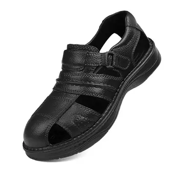 Vara Cerc & Bucla de Sandale pentru Bărbați Imitație Imprimate din Piele Mens Sandale de Cauciuc Clasic Masculin Sandale Plate