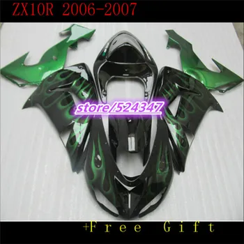 Verde negru Personalizat Motocicleta carenaj pentru KAWASAKI Ninja ZX 10R 2004 2005 aftermarket ABS carenajele body kit 04 05 ZX10R