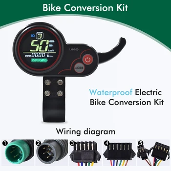 E-bike LCD LH100 pline de culoare de Afișare Metru 24V-60V SM/Impermeabil Conexiune Plug Biciclete Electrice de Afișare Cu USB UART