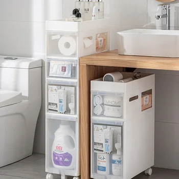 22CM baie crăpătură cabinet de stocare podea de plastic sertar de depozitare de toaletă, toaletă, baie crăpătură raft