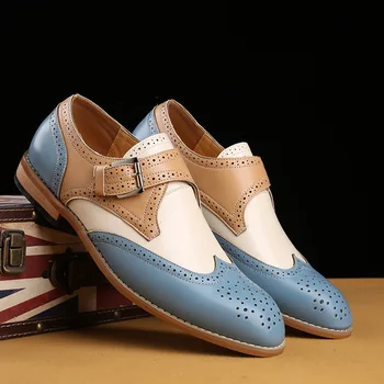 Barbati Casual de Afaceri din Piele Pantofi Barbati Stil Britanic Retro Sculptate Pantofi Brogue Mens de Moda Mozaic Petrecere de Nunta Oxfords