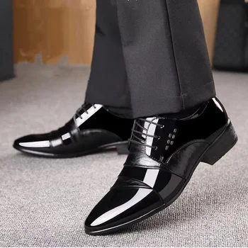 Cele mai Recente Pantofi Oxford Barbati de Lux Lac Pantofi de Nunta a Subliniat Toe Pantofi Rochie Clasic Pantofi Derby din Piele Pantofi Mărimea 38-48