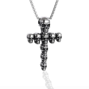 Plin De Craniu Pandantiv Cruce Retro Creștin Stil Gotic Bărbați Femei Motociclist Punk Exorcist Religioase Amuleta Bijuterii