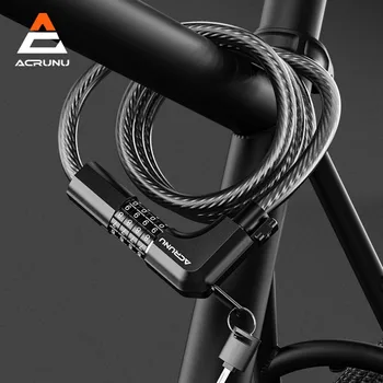 ACRUNU Bicicleta de Blocare a Cablului cu Combinație & Cheie Spiralat Sigur Resetabile Bicicleta de Blocare Combinație cu Suportul de Montare pentru Biciclete