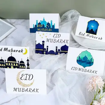 6PCS/Set Eid Mubarak Mulțumesc Carduri Cu Plicuri Goale în Interior Vă Mulțumesc Carduri Ramadan Decor Islamic Partid Musulman Felicitare