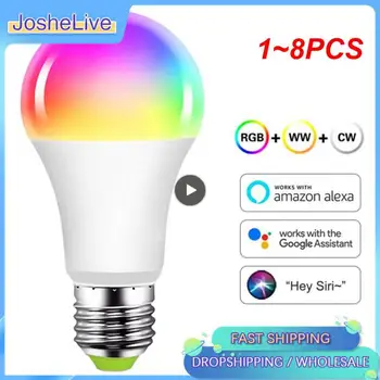 1~8PCS Inteligente Becuri E27 Lampă cu Led-uri Inteligente Bec RGB 220V 110V Funcționează cu Tuya de Viață Inteligentă APP Smartthings Alexa Hub