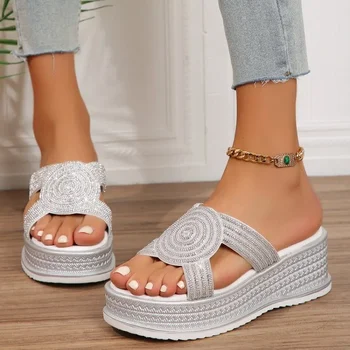 Pantofi de sex feminin în Vânzare 2024 Noi de Vara pentru Femei Papuci Confortabile Wedge Platform Slide-uri de Moda in aer liber cu Toc Sandalias