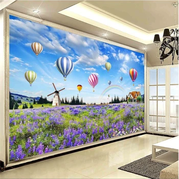 wellyu papier peint tapet pentru pereți 3 d tapet Personalizat Lavanda Peisaj Pastoral Lumea Mare Balon cu Aer Cald TV de Perete
