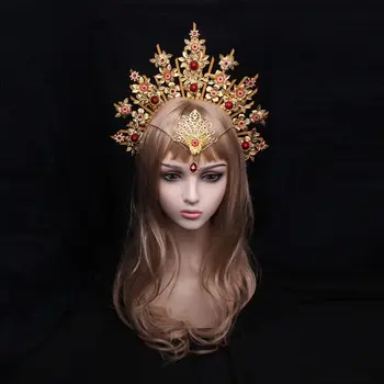 Soare de aur coroana Luna Halo Diadema de Mireasa Bijuterii Accesorii de Par de Nunta rochie de Mireasă, Nunta Coroana Zeita coroana Zână