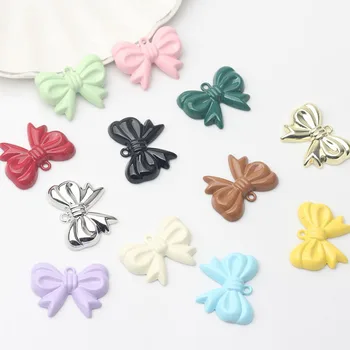 10buc Drăguț Bowknot Email Farmece DIY Constatările Multicolor Aliaj de Zinc Papion Pandantive pentru Moda Bijuterii Accesorii Cadouri