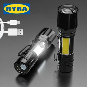 Mini USB de Încărcare cu LED-uri Lanterna Portabil Puternic Lumini Zoom Lanterna Camping în aer liber Lampi Felinar rezistent la apa Lanterne Tactice