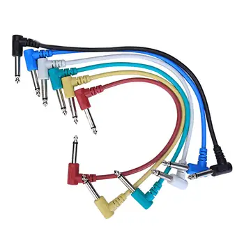 6Pcs pedalelor de Efect Audio Plug Cablu Patch Duce Unghi Unghi Drept de 90 de Grade, Conectori pentru Cablul de Chitara Bas