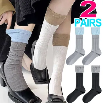 1/2Pairs Culoare Bloc Bumbac Șosete Pentru Femei Acasă Pardoseală Caldă Ciorapi Simplu Ciorap de Moda de Iarnă Moale Alb și Negru Ciorap Sox