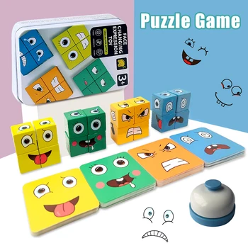 Copiii Schimbare Fata Cube Joc Montessori Expresia Puzzle Blocuri Jucării de Învățare Timpurie, de Învățământ Meci de Jucărie pentru Copii